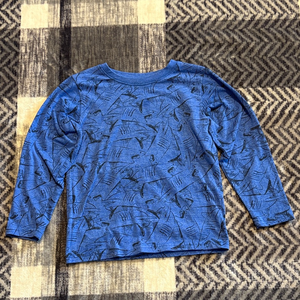 Stylish Blue Patterned Long Sleeve Tee for Kids